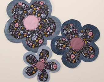 Extra Large Flower Patches , Statement Flower Patches , Flower Patches For Jeans , Floral Patches For Clothes , Denim Jacket Repair Patches
