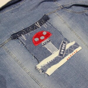 Fly Agaric Patch , Recycled Denim And Velveteen Applique , Sew On