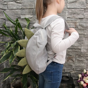Sac à dos Dragon en denim beige recyclé pour enfant d’âge préscolaire, sac à dos Dragon pour enfants, sac à dos Jeans pour tout-petits, sac à dos Dino, sac drôle pour enfants d’âge préscolaire