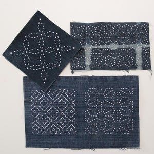 Sashiko Boro Slow Stitch Patches For Clothes , Denim Repair Patches , Up-cycled Clothing Patches , Jeans Appliques , Japanese Denim Patch