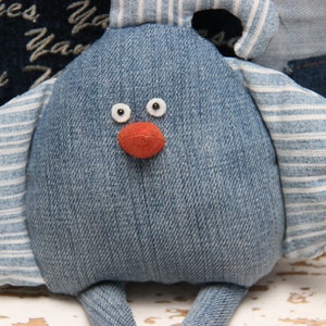 Recycled Denim Chicken , Denim Easter Decor , Denim Stuffed Toy , Soft Chicken Toy , Chicken Plushies , Funny Chicken Toy , Eco Friendly Toy image 8