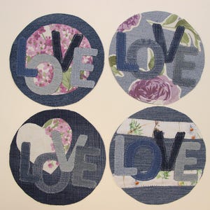 Denim coser en parches de amor, parche de chatarra de mezclilla, parche grande, parche de cartas de amor, parche de amor, parche trasero de chaqueta jean, parches para jeans