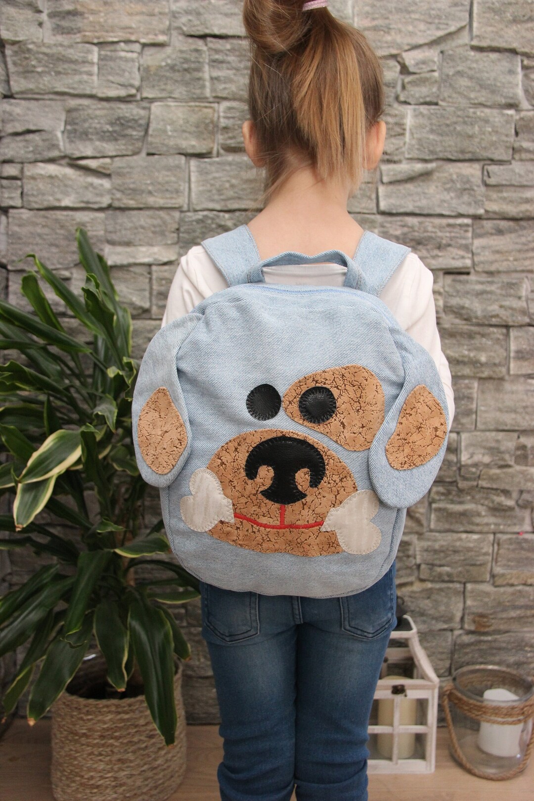 Dog Backpack for Preschooler , Puppy Backpack , Upcycled Denim Backpack ...