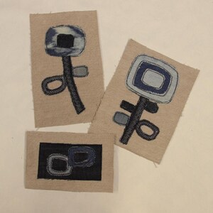 Écussons floraux abstraits en denim recyclé, appliqués artisanaux pour vêtements hippies, embellissements à coudre sur jeans