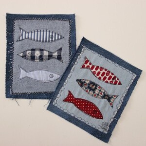 Recycled Denim Patches With Fish Motifs , Statement Denim Jacket Patches , Large Fish Patches , Eco Friendly Back Patches For Jackets