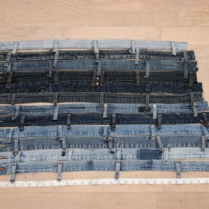 Cinture jeans, Cinture denim, Cinture denim rigenerate, Pacchetto scarti denim, Set artigianale denim, Cinture jeans blu, Pacchetto fai da te denim