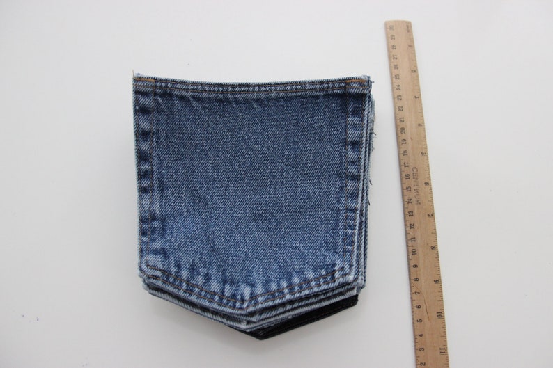 10 Large Jean Pocket Utensil Holder , Denim Party Decor , Denim Wedding