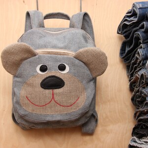 Owl backpack childrens backpack Bird backpack denim backpack jeans kids toddler backpack upcycled denim backpack Dark denim bag