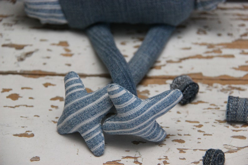 Recycled Denim Chicken , Denim Easter Decor , Denim Stuffed Toy , Soft Chicken Toy , Chicken Plushies , Funny Chicken Toy , Eco Friendly Toy image 7