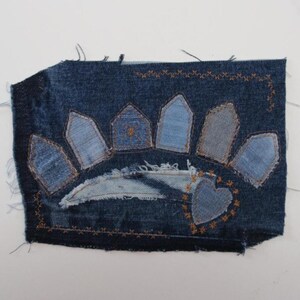 Denim Scrap Patch With House Ornament , Scrap Patches , Large Sew On Patch , Recycled Denim Patches , Denim Repair Patches , Denim Patchwork