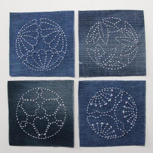Patches de jeans bordados japoneses, patches de jeans com ponto lento Sashiko Boro, patches de jeans reciclados, apliques de jeans, jeans rasgados e reparados