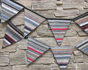Denim Bunting Banner , Denim Garland , Striped Nursery Decor , Denim Flags , Denim Photo Prop , Denim Scrap Garland , Sustainable Wall Decor