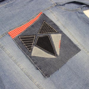 リサイクルデニムフォックスパッチ、ジーンズジャケットや洋服に縫い付ける大きなアップリケ