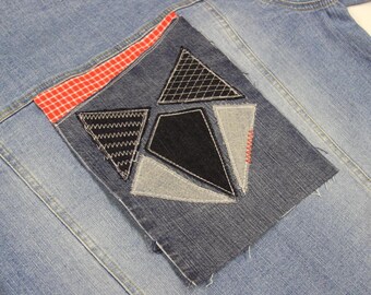 Recycled Denim Fox Patch , Large Sew On Applique For Jean Jacket or Clothes