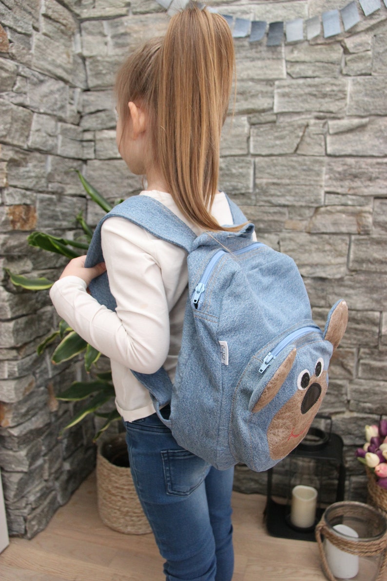 Bbackpack Denim Bear Bbackpack for Preschooler , Kids Bear Backpack , Toddler ...