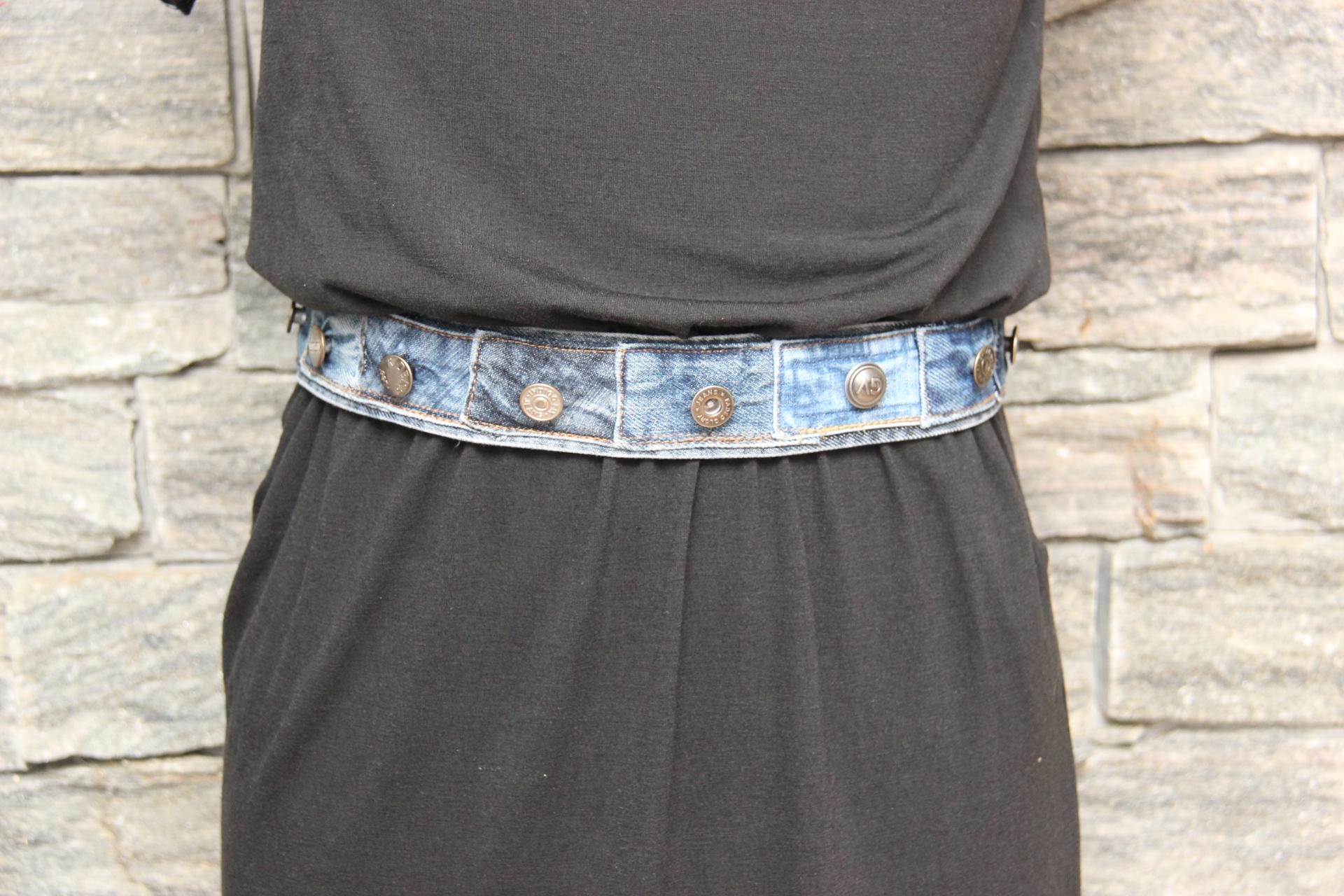 Upcycled Denim Waistband Belt – Reworked Jeans Button  display picture 2