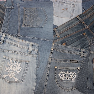 Reclaimed Jeans Pieces With Back Pockets , Pockets For Repurpose , Purse Making Component, Denim Craft , Denim Back Pockets , Denim DIY