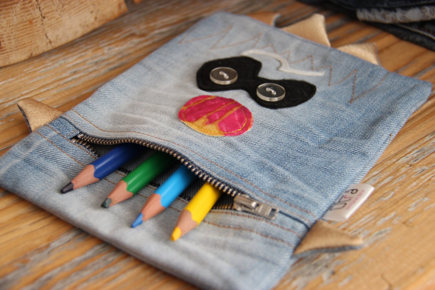 Denim Pencil Case Recycled Upcycled Denim Storage Pencil Etsy UK