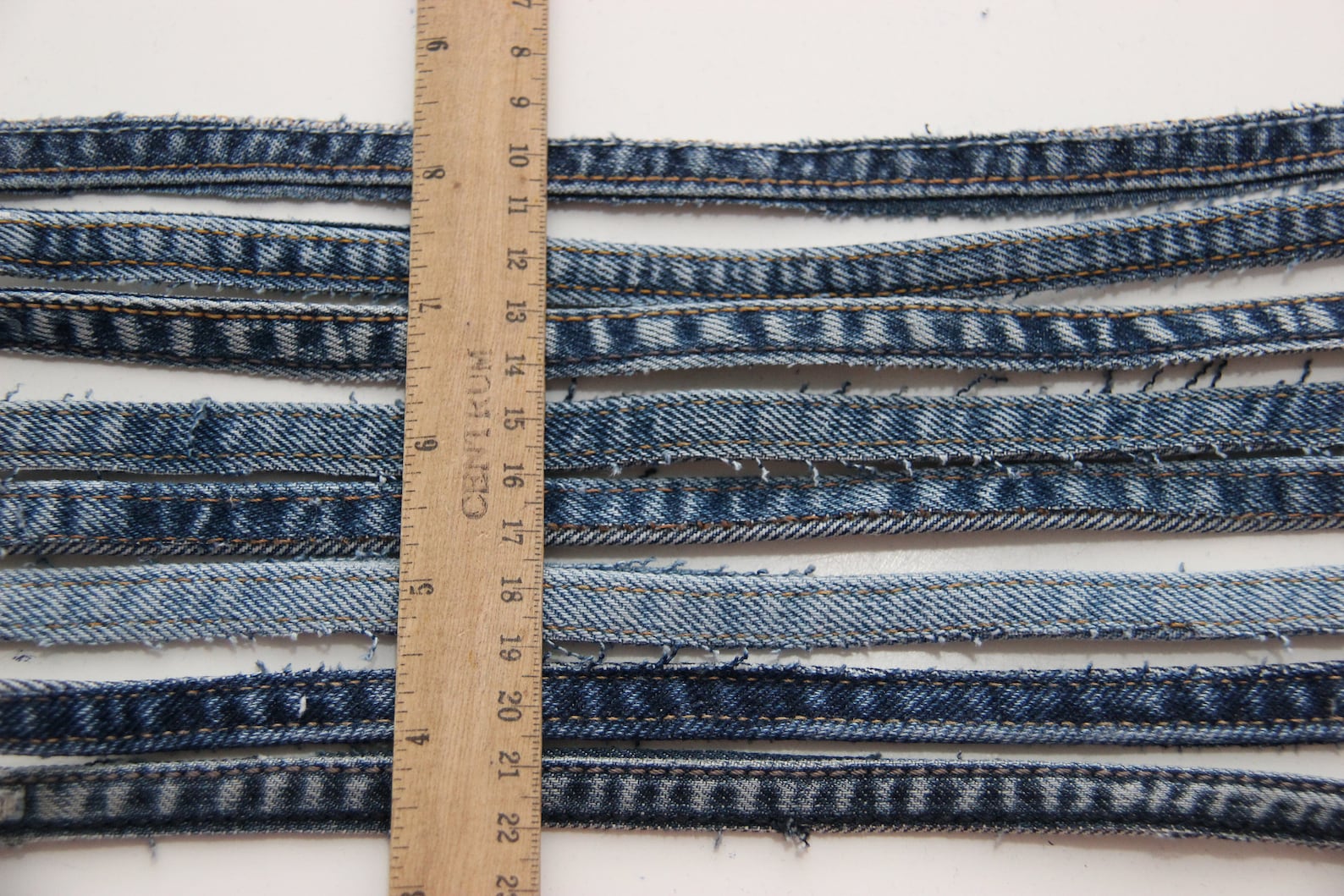 Reclaimed Jean Seams Denim Hems Recycled Denim Cord Etsy