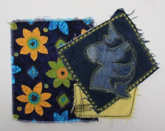 Recycled Denim Unicorn Patch , Boho Patch , Hippie Patch , Statement Patch , Sew On Patch , Jean Patch , Jacket Back Patch , Flowers Patches
