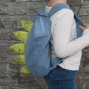Sac à dos Dragon pour enfant d’âge préscolaire, sac à dos en denim recyclé, sac à dos Jeans pour tout-petits, sac à dos Dragon pour enfants, sac à dos en denim pour garçon