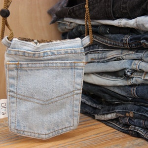 DENIM Jeans Pocket Denim Pouch with Silver /& Rhinestones BLING Denim Purse Two Pocket Zipper Pouch STARS Fabric Lining Upcycled Jeans