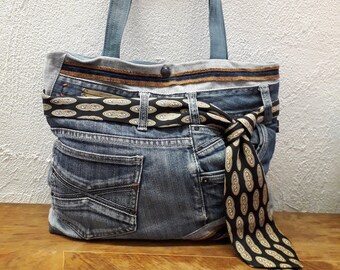 Sac cabas jeans cravate recyclés