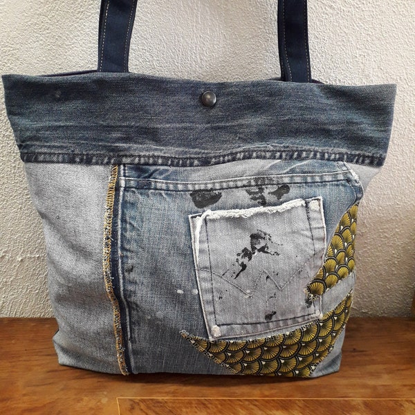 Sac cabas jean recyclé modèle unique