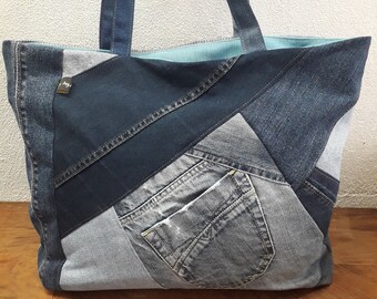 Grand sac cabas jean recyclé eco responsable