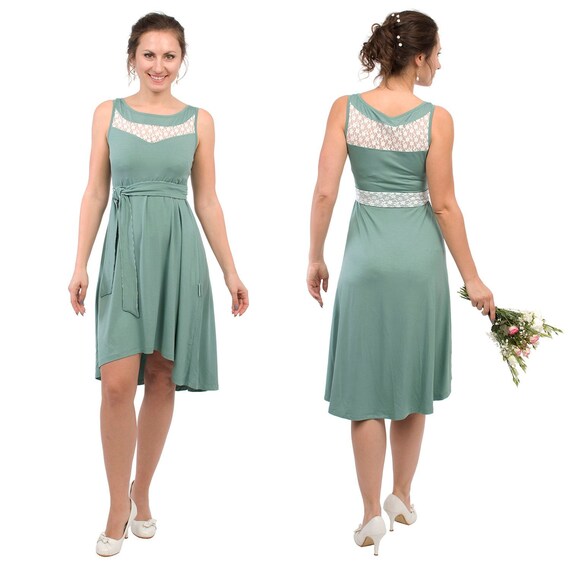 Festive Empire Maternity Nursing Dress Mint With White Lace Etsy