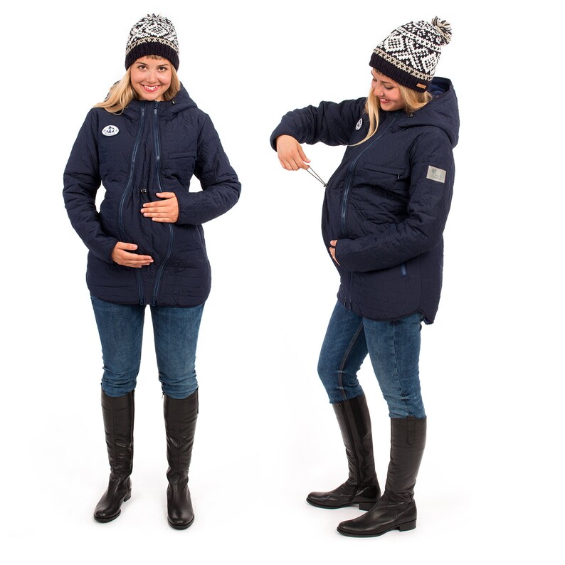 Babywearing jacket winter warm maternity coat quilted 3 in 1 fleece certified eco tex in navy NEVADA