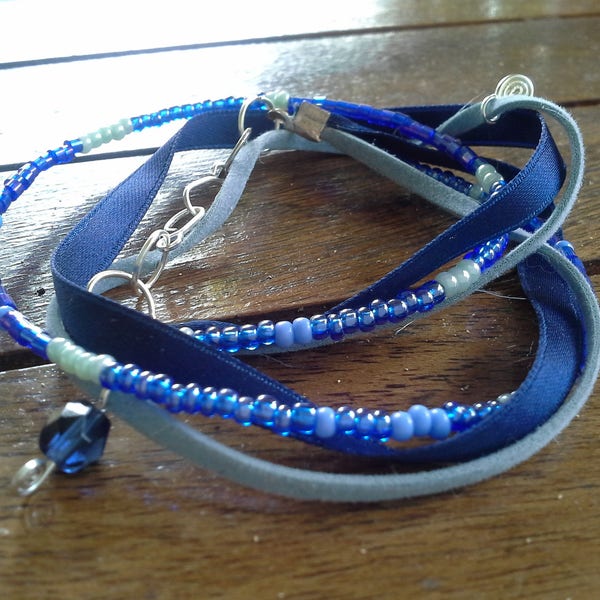 Bracelet bleu multi rangs