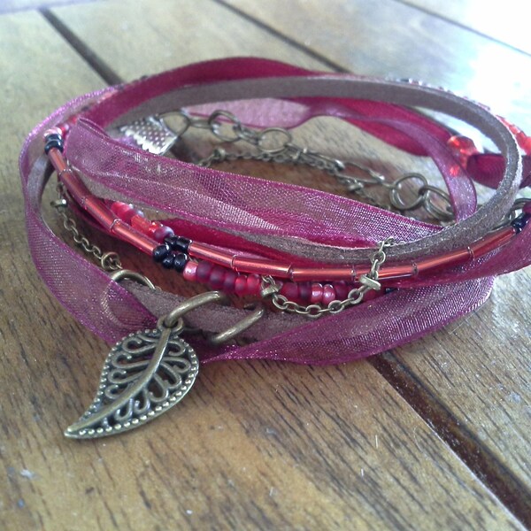 Bracelet multi-rangs rouge