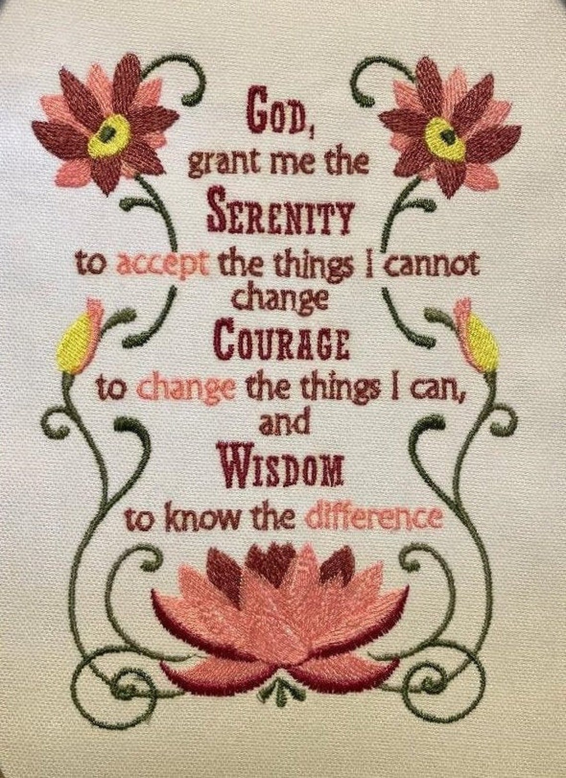 God Grant Me The Serenity Prayer Machine embroidered quilt Etsy