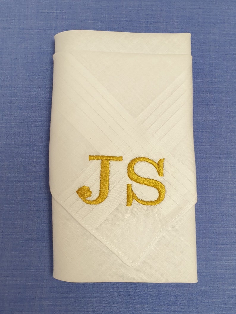 Mens handkerchiefs Initials or name machine embroidered Etsy
