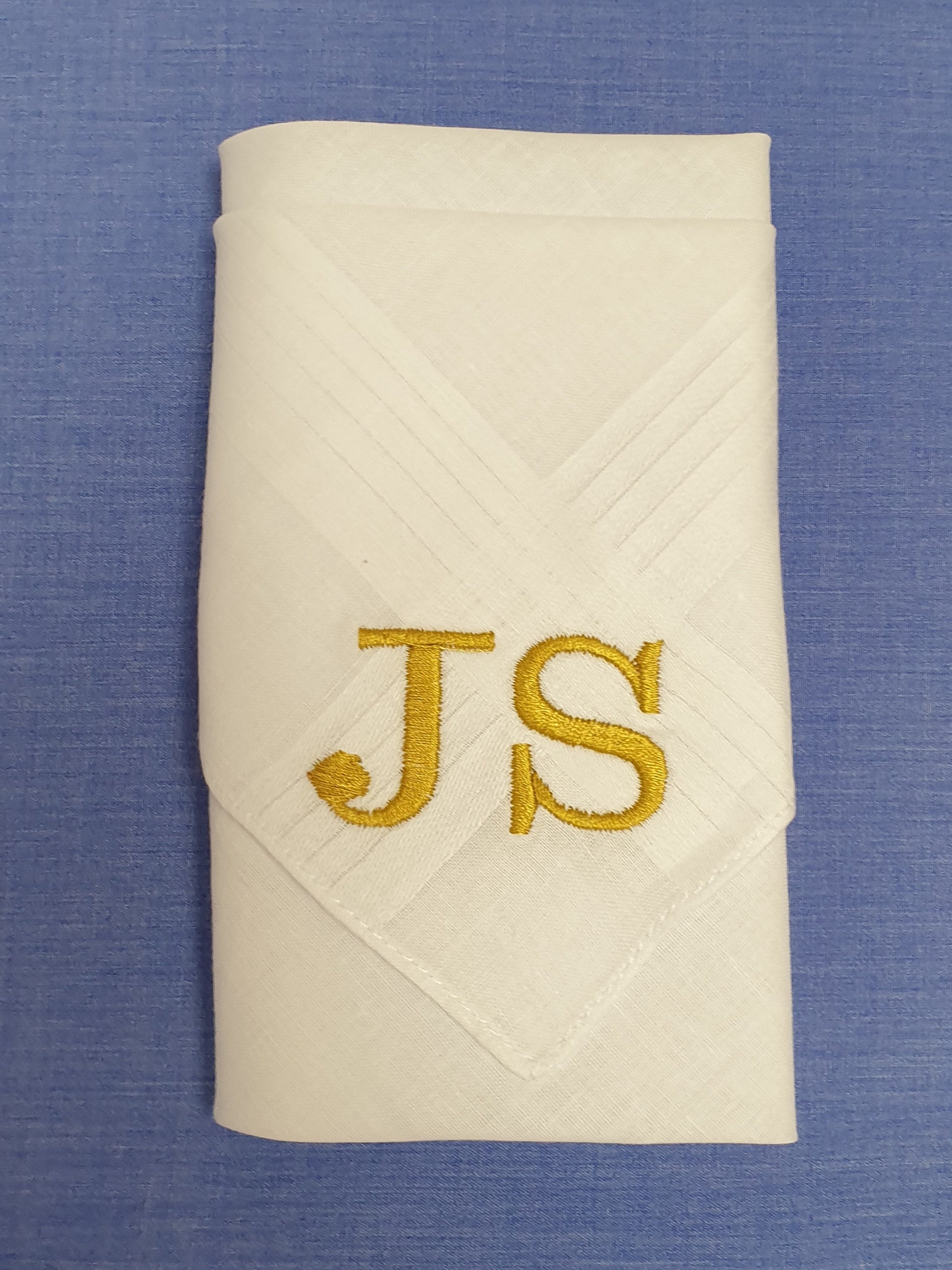 Mens handkerchiefs Initials or name machine embroidered Etsy