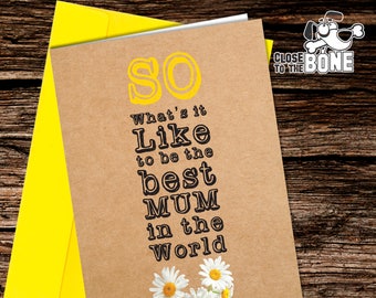 Best Mum in the World Mothers Day Card Printable Typography