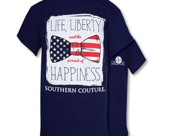 Southern Couture Navy American Liberty Bow, Simply Southern Style T-Shirt