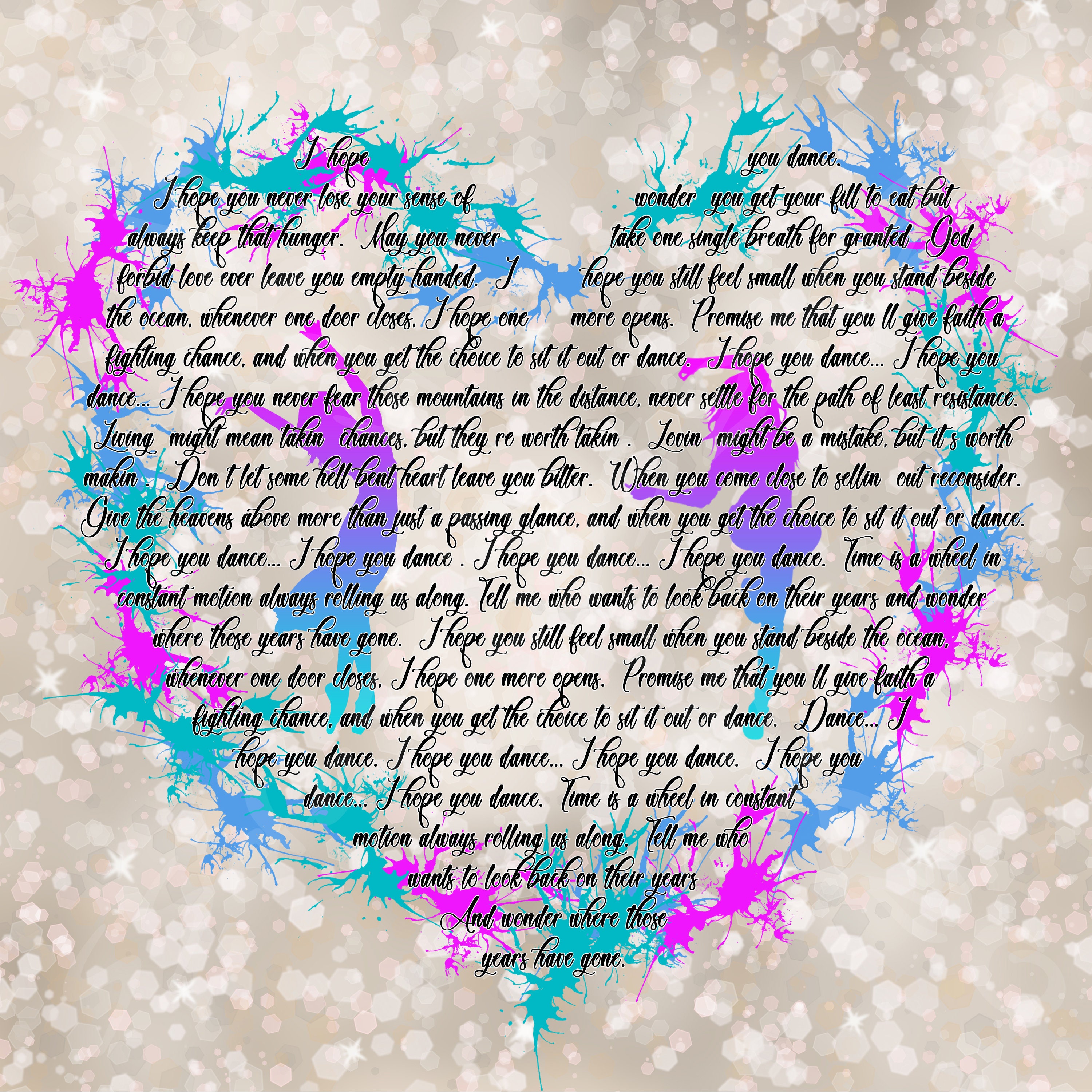 I Hope You Dance Lyrics Digital Image for Sublimation and/or | Etsy