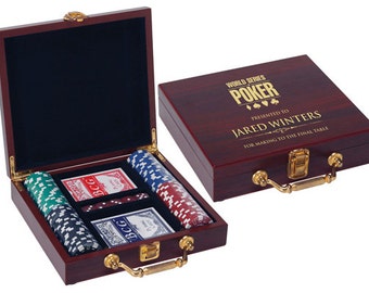 100 Chip Poker Set in Rosewood Case