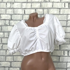 Dirndl Blouse  XL dirndl top Bavarian top Octoberfest Top  white Crop Top folk blouse festival top Octoberfest Blouse Dirndl Crop Top