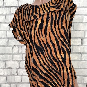 womens blouse L sister gift womens short sleeve top tiger print blouse tiger top  animal print top tiger blouse sun top summer top