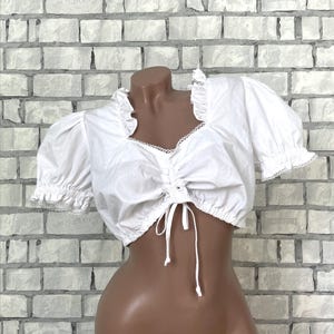 Dirndl Blouse  L dirndl top Bavarian top Octoberfest Top  white Crop Top folk blouse festival top Octoberfest Blouse Dirndl Crop Top