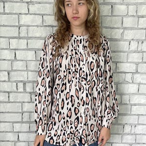 womens blouse 2XL casual minimalist blouse leopard print blouse office formal business secretary blouse evereday blouse animal print blouse