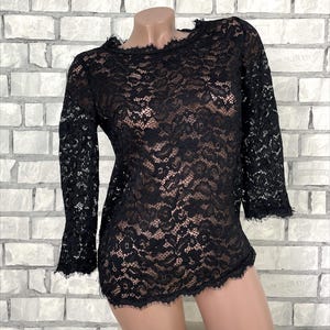 black Lace Blouse S gothic Clothing womens blouse Vintage black lace top party evening sexy blouse gothic top goth gothic Blouse