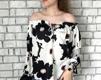 womens blouse 2XL womens long sleeve top floral top floral print top sister gift sun top summer top evening elegant blouse everyday blouse