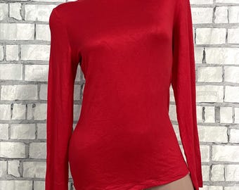 womens turtleneck size M red casual long sleeve warm winter hig neck sweater top