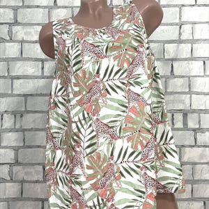 linen top 2XL womens blouse  womens sleeveless top summer sun beach top animal print top leopard blouse leopard print top animal top