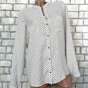 Womens polka dot Blouse L long sleeve top secretary business formal office blouse elegant evening blouse casual blouse polka dot top