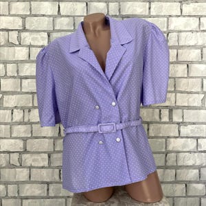 womens blouse 3XL womens Lavender top polka dot top collared polka dot blouse office blouse secretary formal Evening blouse